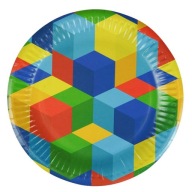 Papierové taniere Bloky - 18 cm - 8 kusov