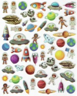 KONVEXNÉ MOTIVAČNÉ NÁLEPKY PUFFY 20x30cm. ALI COSMOS UFO RAKETA