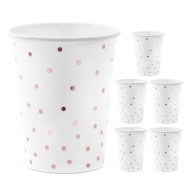 PAPIEROVÝ hrnček BIELE RUŽOVÉ BODKY 220ml 6ks