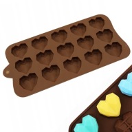 Silikónová forma na sušienky, forma na pralinky, čokoládové srdiečka, 15 ks