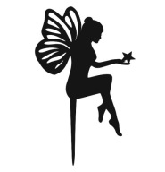 Dekorácia na tortu Fairy Topper k narodeninám detí z čierneho plexiskla lesklé