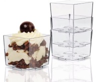 Štvorcová nádoba na šálky na dezerty, chuťovky, 65 ml, 20 ks