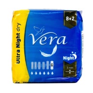 Ultra NIGHT Dry vložky s krídelkami na noc VERA Standard 8+2 kusy