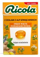 Ricola bylinkové cukríky zázvor mäta pomaranč na hrdlo a kašeľ 27,5g