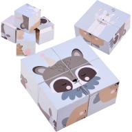 Drevené kocky puzzle zvieratká obrázky ZA4114