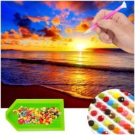 Diamantové vyšívanie SUNSET BEACH Mosaic Picture Diamantové vyrezávanie 5D