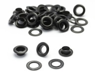 8 mm čierne kožené očká, sada 100 sád