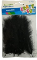 OZDOBNÁ OZDOBA PIERKA 12 ks, 10-14 cm, čierna