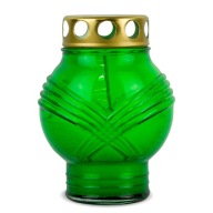 Sviečka sypaná 13 cm Zelená guľa DP156 Sklenená