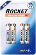 4x alkalická batéria Rocket Super HD AAA LR03 LR3