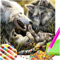 Diamantová maľba Diamantové vyšívanie WOLVES MOSAIC 5D diamantový rezací papier