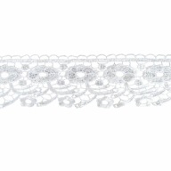 Guipure Lace Ozdobná stuha, biela, na závesy, 8 cm