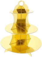 ZLATÝ STOJAN NA TORTY 35 CM PAPIEROVÉ MUFFÍNY CUPPIES NARODENINY