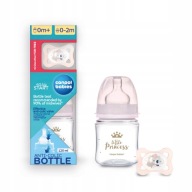 CANPOL SET ANTIKOLICKÁ FĽAŠA 120ml + UKLIDŇUJÚCI NÁSTROJ 0-2M RUŽOVÁ