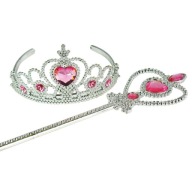 DIADEM + Prútiková KRÁĽOVNÁ PRINCEZNÁ STRIEBORNÁ S RUŽOVOU