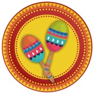 MEXIKO papierové taniere Mexican Party maracas Mexico 6 ks