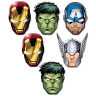 AVENGERS Hulk Thor IronMan papierové masky narodeninová párty 6ks.