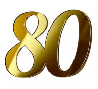 Číslo 80 Dekorácia na bok narodeninovej torty 8cm Plexisklo