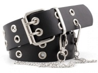Opasok na nohavice Black Double Chain Silver Gothic Punk