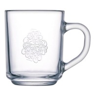 33086 LUMINARC KVETOVÝ SKLENENÝ hrnček S UCHÁČKOU 250 ML