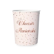 Papierové poháre s nápisom Hen Party, ružové poháre, 220 ml, 6 ks