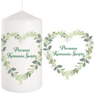 SVIEČKA Sväté prijímanie Dekoračný stôl na sviečku SVÄTÉ prijímanie Listy srdiečka 15cm