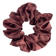 RUB NA VLASY SCRUNCHIE, SATÉN, ČOKOLÁDOVÁ HNEDÁ