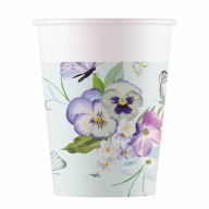 PAPIEROVÝ POHÁR S KVETMI A MOTÝĽMI 200 ML 8 KS