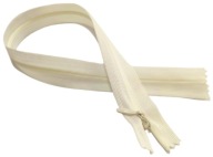 40 cm skrytý špirálový zips, nerozopínateľný, ecru krém