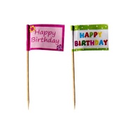 Banketové špáradlá 8 cm Happy Birthday 20 ks