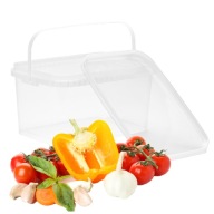 Priehľadné obdĺžnikové vedro 5L s vekom FOR FOOD na drobnosti