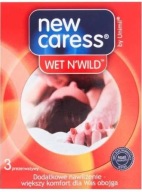 NOVÉ CARESS WET N' WILD lubrikované kondómy 3 ks