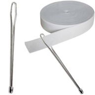 Zariadenie na navliekanie gumy, stuhy, šnúrky a očiek
