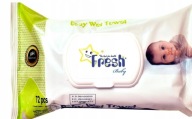 Fresh Baby Vlhčené obrúsky s klipom, 72 kusov vlhčených obrúskov