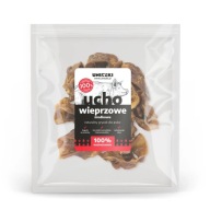 POZDRAVKA pre psov, ŽUVANIE, bravčové stredné ucho, 200g, prírodné UNISZKI