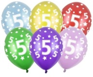 Balóny s potlačou Number 5 Five Birthday Mix 6 kusov