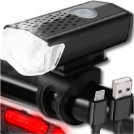 LED CYKLISTICKÁ LAMPA NA BICYKEL, NA RIADTIKÁ, VÝKONNÁ, NABÍJACIA, USB + ZADNÁ