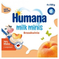 Humana Milk Minis Jogurtový dezert s broskyňovou príchuťou po 6 mesiacoch 4x100 g
