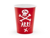Narodeninové poháre Red Pirates Skull, 6 ks