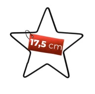 ČIERNA kovová hviezda, 17,5 cm drôtená obruč