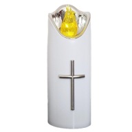 LED VLOŽKA SVIEČKY DO SVIEČKY SVIEČKA 12,5cm BIELA ​​STRIEBORNÁ žltý plameň + bat.