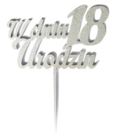 Topper k 18. narodeninám 13cm STRIEBORNÝ