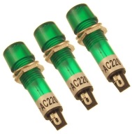 Kontrolka napájania 10mm XD10-3 zelená 220V 3 ks.