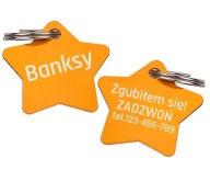 KOVOVÝ prívesok ID odznak, GRAVENÁ hviezda