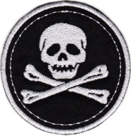 Termoadhézna nášivka na vyšívanie SKULL IN A CIRCLE