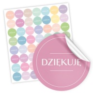 nálepky, ozdobné menovky, ĎAKUJEM, 3,4 cm, 56 ks