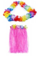 sada Havajské KVETY Náhrdelník Havajská sukňa ALOHA kostým hula