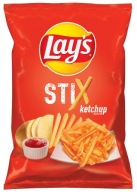 chrumkavé hranolky LAY'S STIX, kečupové lupienky, kečupové zemiakové tyčinky
