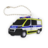Reflexný prívesok na retiazke pre dieťa na batoh POLICAJNÉ AUTO