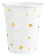 Papierové poháriky BIELY pohár so ZLATÝMI HVIEZDAMI 220ml 6ks